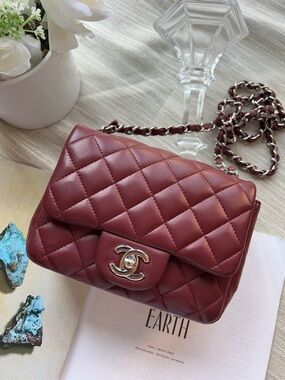 Chanel Mini Square Classic Flap Bag Red